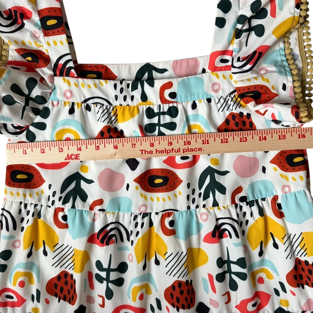 Abstract Artsy Colorful Scribble Tiered Babydoll Dress - Picture 3 of 4